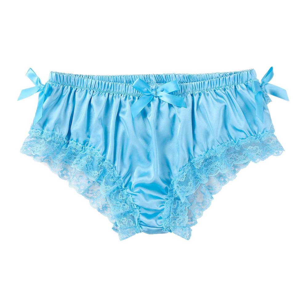 ACSUSS Sissy Pouch Panties Men's Skirted Mooning Bikini Briefs Girlie Underwear Blue Large