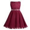 YiZYiF Kids Girls Sequins Lace Floral Wedding Party Dress Pageant Formal Ball Gown Chiffon Flower Girl Dress Burgundy 10 view 1