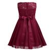 YiZYiF Kids Girls Sequins Lace Floral Wedding Party Dress Pageant Formal Ball Gown Chiffon Flower Girl Dress Burgundy 10 view 2