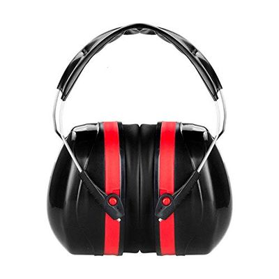 Ear Defenders MASO Noise Cancelling Children/Adult Ear Defenders for Concert, Firework, Flight, Thunderstorm - Compact Foldable Comfortable & Adjustable Hearing Protection Ear Muffs BLACK/RED