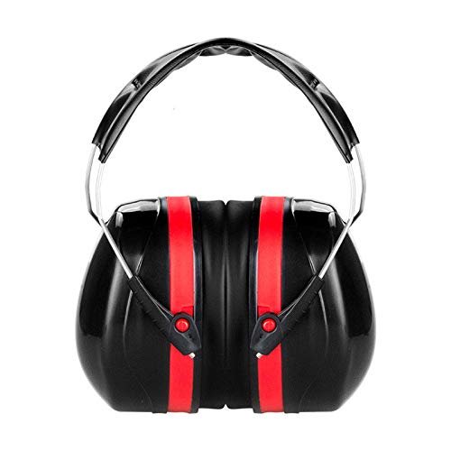 Ear Defenders MASO Noise Cancelling Children/Adult Ear Defenders for Concert, Firework, Flight, Thunderstorm - Compact Foldable Comfortable & Adjustable Hearing Protection Ear Muffs BLACK/RED