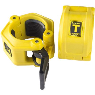 Body-Solid Tools Lock Jaw Hex Collars - Quick-Locking Latch Barbell Clamps, Ideal for Olympic Barbells and Weight Lifting Bars, Secure and Durable for Home and Commercial Facilities, Yellow