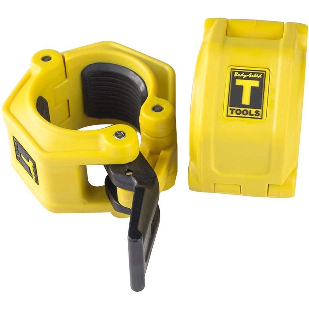 Body-Solid Tools Lock Jaw Hex Collars - Quick-Locking Latch Barbell Clamps, Ideal for Olympic Barbells and Weight Lifting Bars, Secure and Durable for Home and Commercial Facilities, Yellow