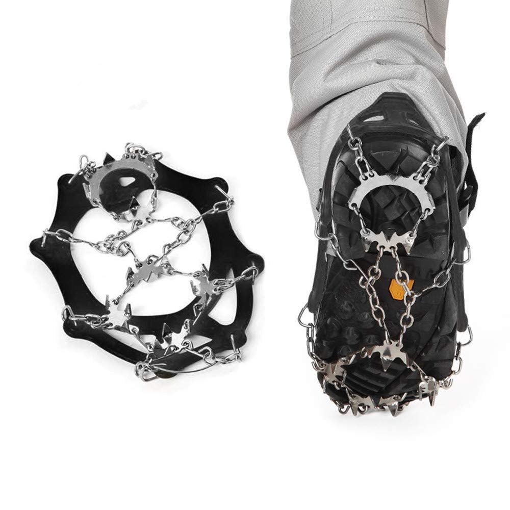 Homebeast 1 Pair 18-Teeth Tooth Anti-Skid Spikes Cleats Adjustable Ice Snow Crampons Gripper Anti Slip Snow Shoes Boot for Hiking Climbing Winter Outdoor