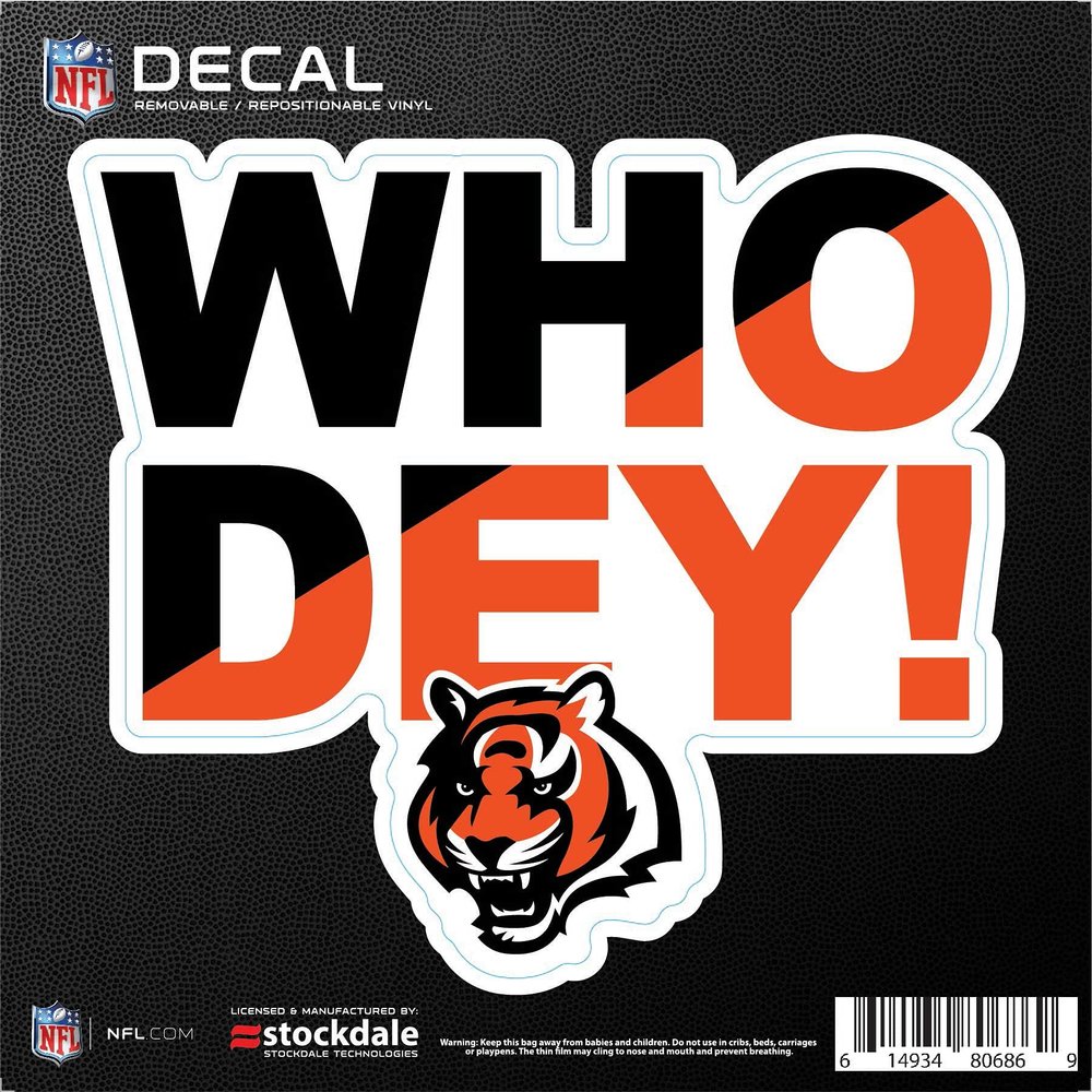 Stockdale Cincinnati Bengals 6" x 6" Xpression Full Color Repositionable Decal