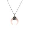 B Jewelry Rose Quartz Crescent Moon Pendant Necklace, Silver-Tone Charm Necklace for Women, Bohemian Chic Statement Necklace view 1