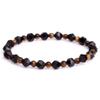GEM-Inside Genuine Bracelets Natural Faceted Black Agate Yellow Tiger Eye Gemstone Bead Elastic Power Crystal Bracelet Jewelry for Women Unisex 7"-7.5" 6mm view 1