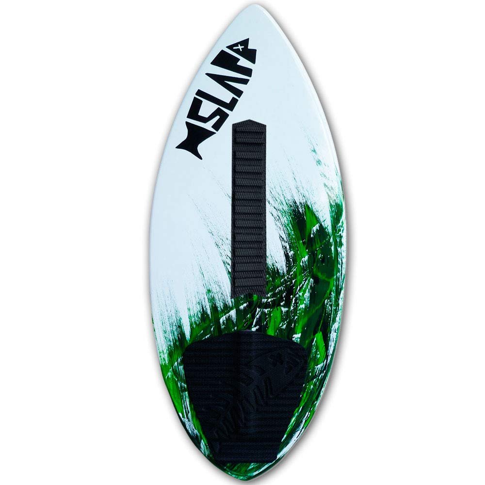 USA Made 50" Slapfish Skimboard - Fiberglass & Carbon - No Rider Weight Limit - with Traction Deck Grip - Kids & Adults - 4 Colors (Green Board + Arch Bar)