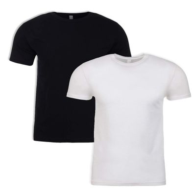 Next Level Mens Premium Fitted Short-Sleeve Crew T-Shirt - Black + White (2 Pack) - X-Small