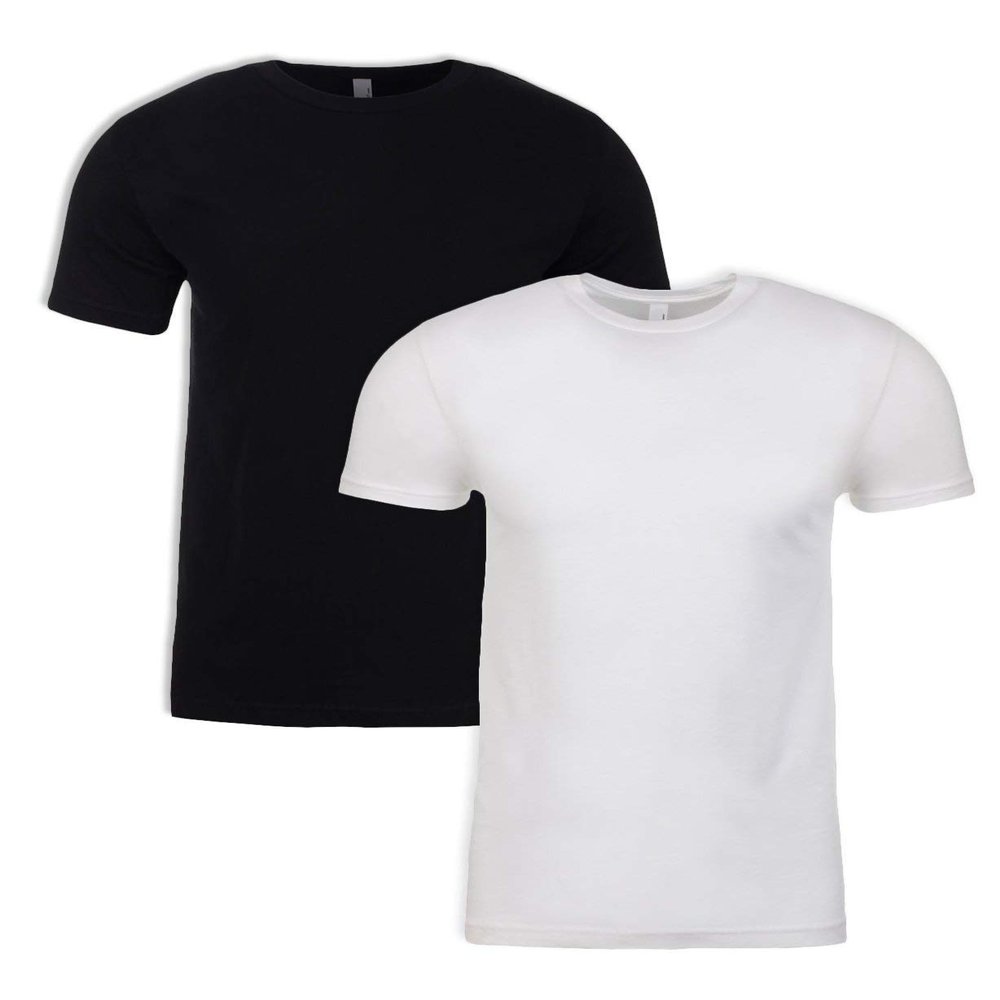 Next Level Mens Premium Fitted Short-Sleeve Crew T-Shirt - Black + White (2 Pack) - X-Small