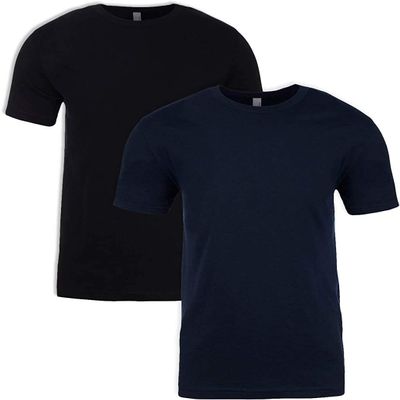 Next Level Mens Premium Fitted Short-Sleeve Crew T-Shirt - Black + Navy (2 Pack) - Large