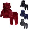 Baby Toddler Boys Girls Fall Winter Clothes Set 1-6 Years Old Kids Long Sleeve Solid Hoodie Shirts Pants Outfits (12-18 Months, Black) view 3