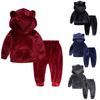 Baby Toddler Boys Girls Fall Winter Clothes Set 1-6 Years Old Kids Long Sleeve Solid Hoodie Shirts Pants Outfits (5-6 Years Old, Black) view 3