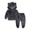 Baby Toddler Boys Girls Fall Winter Clothes Set 1-6 Years Old Kids Long Sleeve Solid Hoodie Shirts Pants Outfits (4-5 Years Old, Gray) view 1