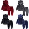 Baby Toddler Boys Girls Fall Winter Clothes Set 1-6 Years Old Kids Long Sleeve Solid Hoodie Shirts Pants Outfits (4-5 Years Old, Gray) view 2