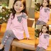 Baby Toddler Girls Clothes Sets 1-6 Years Old Kids Long Sleeve Bow Shirts Tops Stripe Pants Fall Winter Outfits (2-3 Years Old, Pink) view 2