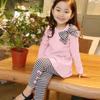 Baby Toddler Girls Clothes Sets 1-6 Years Old Kids Long Sleeve Bow Shirts Tops Stripe Pants Fall Winter Outfits (2-3 Years Old, Pink) view 3