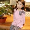 Baby Toddler Girls Clothes Sets 1-6 Years Old Kids Long Sleeve Bow Shirts Tops Stripe Pants Fall Winter Outfits (2-3 Years Old, Pink) view 4