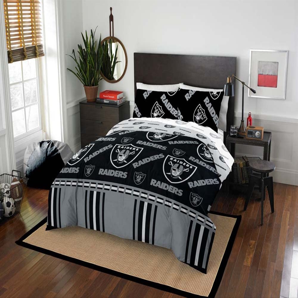 Northwest NFL Las Vegas Raiders Unisex-Adult Bed in a Bag Set, Full, Rotary Legacy