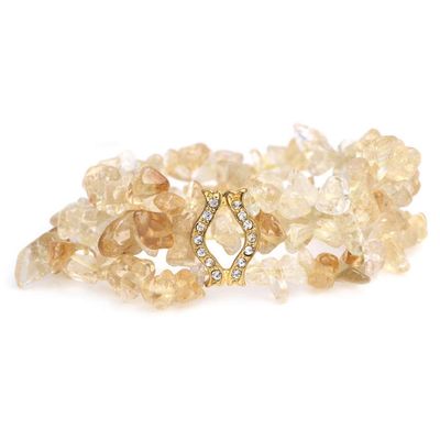 GEM-Inside Genuine Bracelets Natural Yellow Citrine Chips Gemstone Bead Ginger Cluster Elastic Power Crystal Bracelet Jewelry for Women Unisex 7"-7.5" 10mm Gift