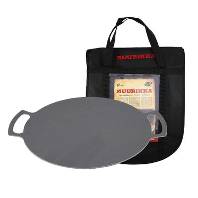 Muurikka Grill Pan 38 cm with Protective Bag, Outdoor Pan, Fire Pan Made of Robust Rolled Steel for Campfire & Grill