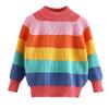 Julerwoo Girls Knitted Sweater Rainbow Striped Sweatershirt 2-6 Years (3T, Color) view 1