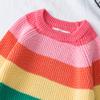 Julerwoo Girls Knitted Sweater Rainbow Striped Sweatershirt 2-6 Years (3T, Color) view 2