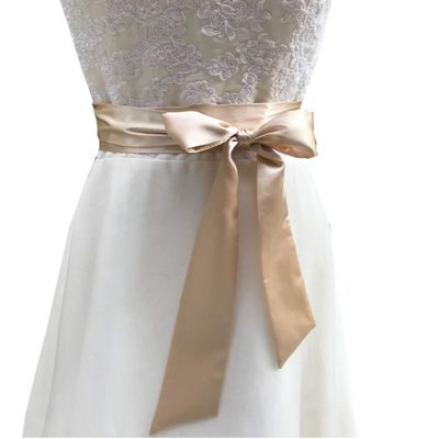 AIMECHA Satin Sash Belt For Bridal Wedding Bridesmaid Dress Belt 2'' Wide Silk Satin Material (Champagne)