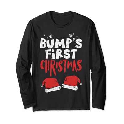 Baby First Christmas Longsleeve Shirt Mom Twins Santa Hat Long Sleeve T-Shirt