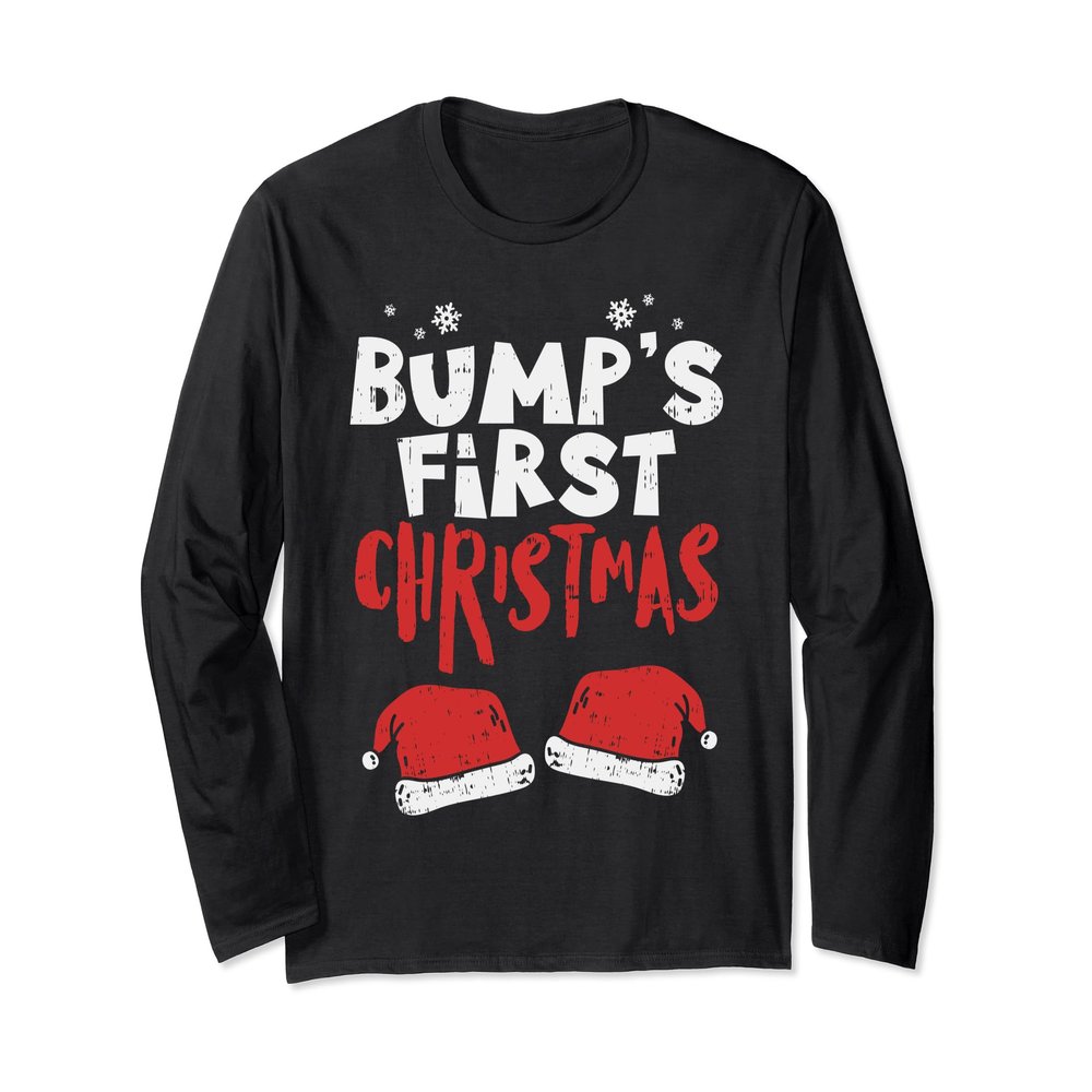 Baby First Christmas Longsleeve Shirt Mom Twins Santa Hat Long Sleeve T-Shirt