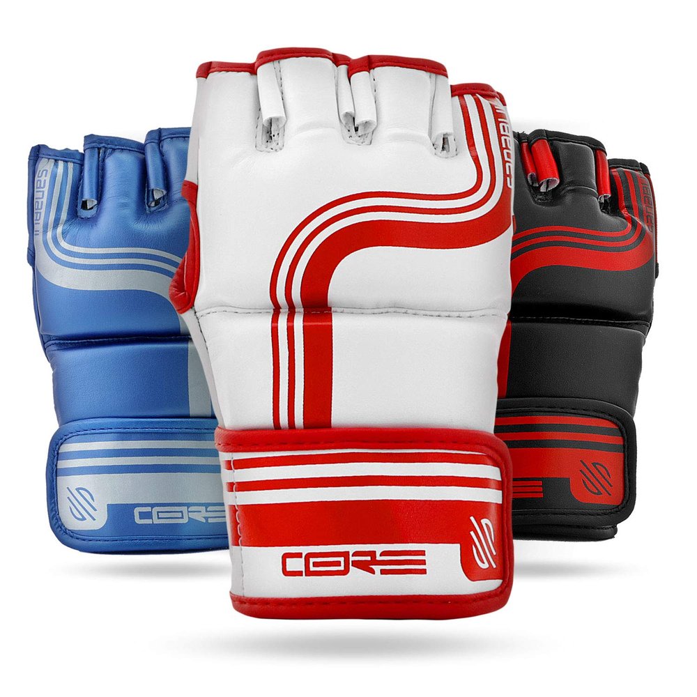Sanabul Core 4oz MMA Gloves for Men & Women, Professional Fighting Boxing Muay Thai Kickboxing Gloves for Sparring Grappling and Training, White/Red S/M