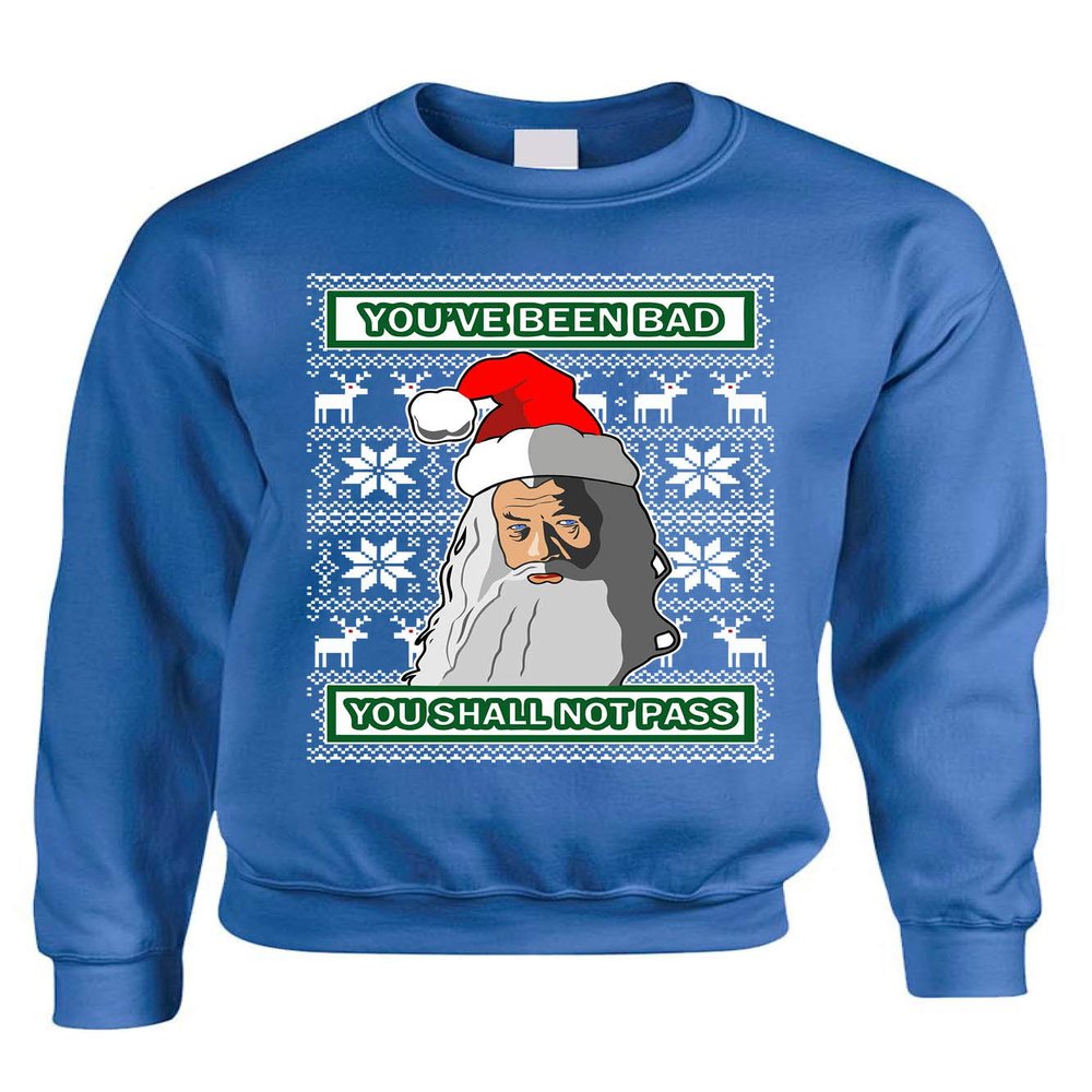 ALLNTRENDS Adult Sweatshirt You Shall Not Pass Ugly Christmas Trendy Xmas Gift (L, Royal Blue)