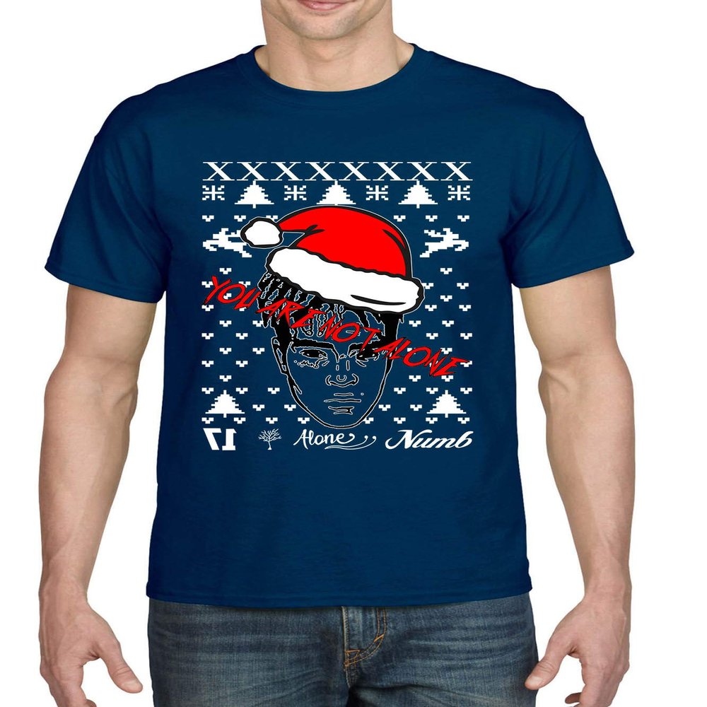 ALLNTRENDS Men's T Shirt You are Not Alone Ugly Xmas Top Trending (S, Navy Blue)