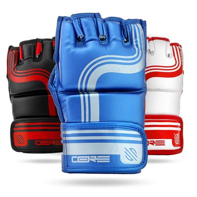 Sanabul Core 4oz MMA Gloves for Men & Women, Professional Fighting Boxing Muay Thai Kickboxing Gloves for Sparring Grappling and Training, Blue/Silver L/XL
