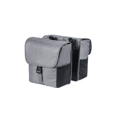 Basil Go-Double Pannier Bag, Grey Melee, 32 Litre
