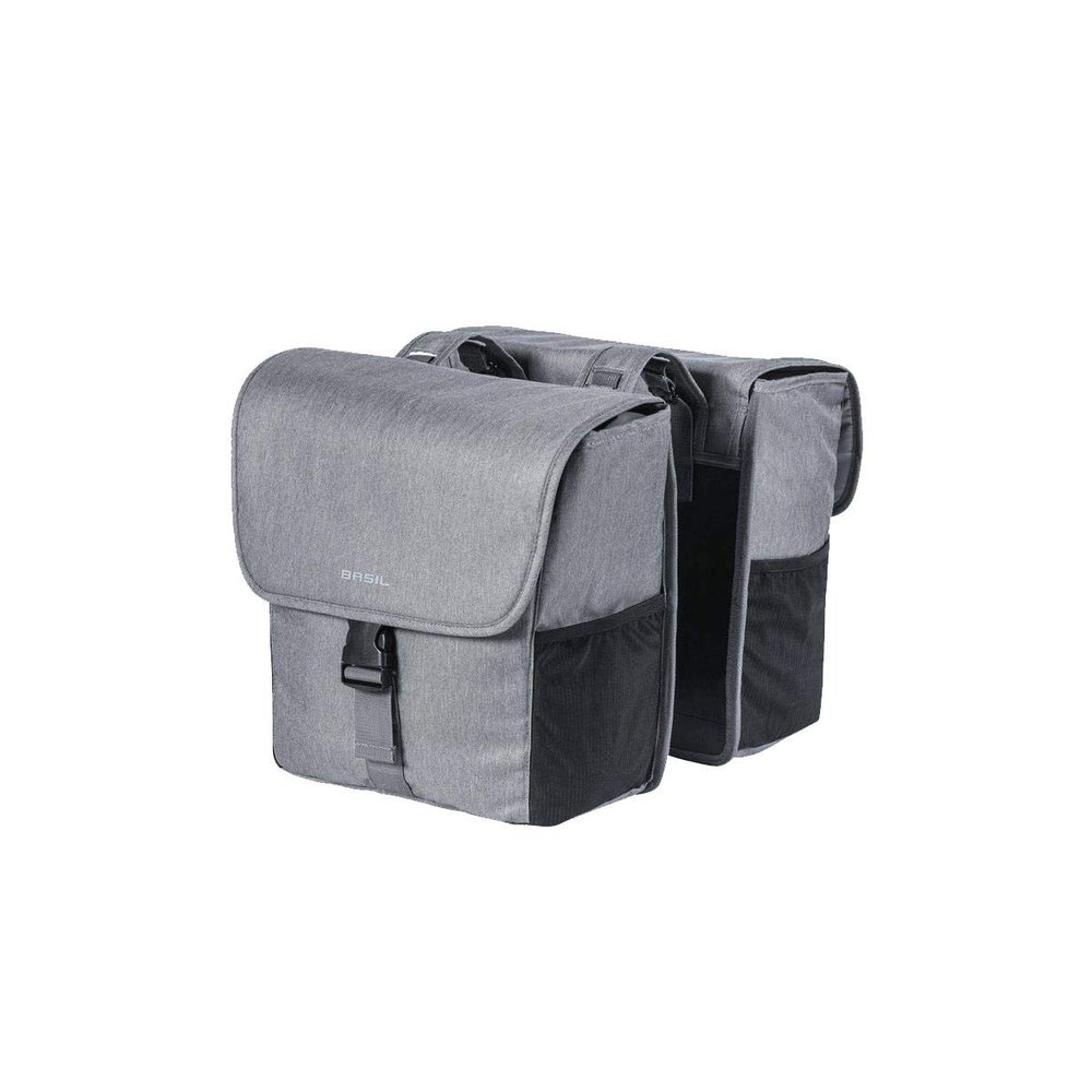Basil Go-Double Pannier Bag, Grey Melee, 32 Litre