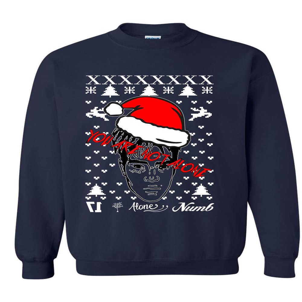 ALLNTRENDS Adult Sweatshirt You are Not Alone Ugly Xmas Top Trendy (L, Navy Blue)