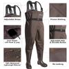 OXYVAN Chest Waders with Boots for Men & Women, Nylon/PVC Lightweight Fishing Wader with Boots Hanger view 2