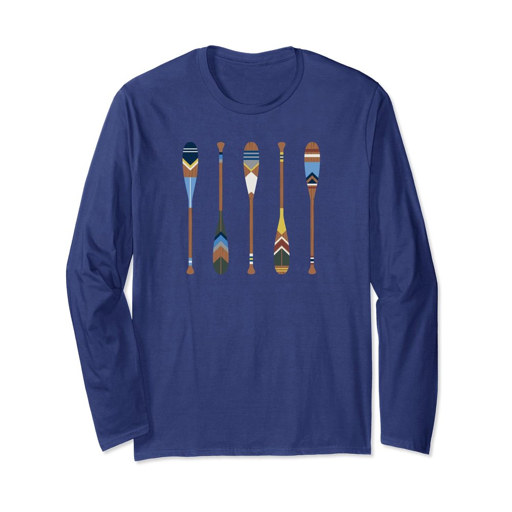 Colorful Painted Oars Paddle Nautical Canoe Long Sleeve T