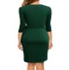 Berydress Women's Classic 3/4 Sleeve V Neck Sheath Casual Party Work Faux Black Wrap Dress (M, 6083-Dark Green) view 2