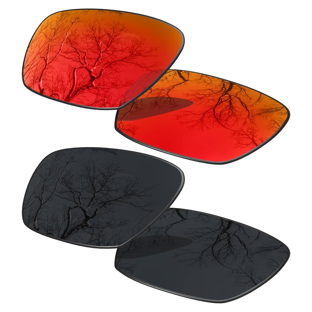 2 Pair Polarized Lens Replacement for Oakley Deviation Black&Fire Orange