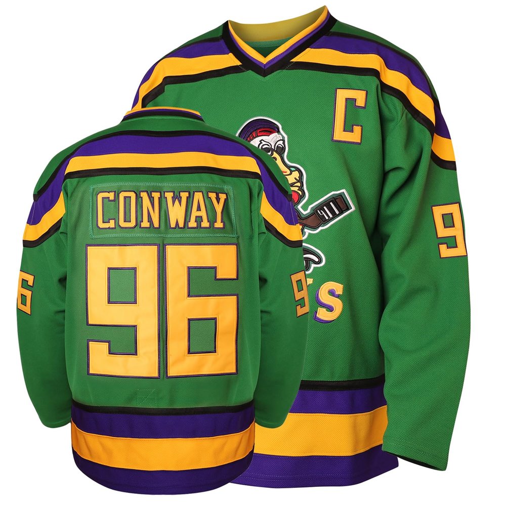 Phoneutrix Charlie Conway #96 Mighty Ducks Movie Hockey Jersey White Green (Green, XXX-Large)