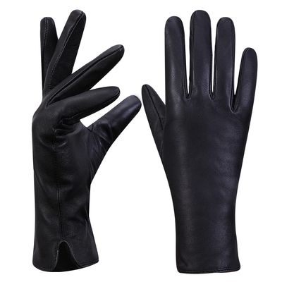 MGGM collection Womens Nappa Lambskin Leather Gloves Cashmere Lining,Black,Large