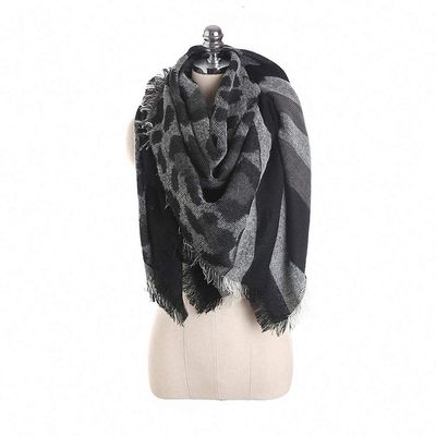 Tinpia Womens Scarves Linen Cotton Thick Leopard Camouflage Pattern Striped Scarves