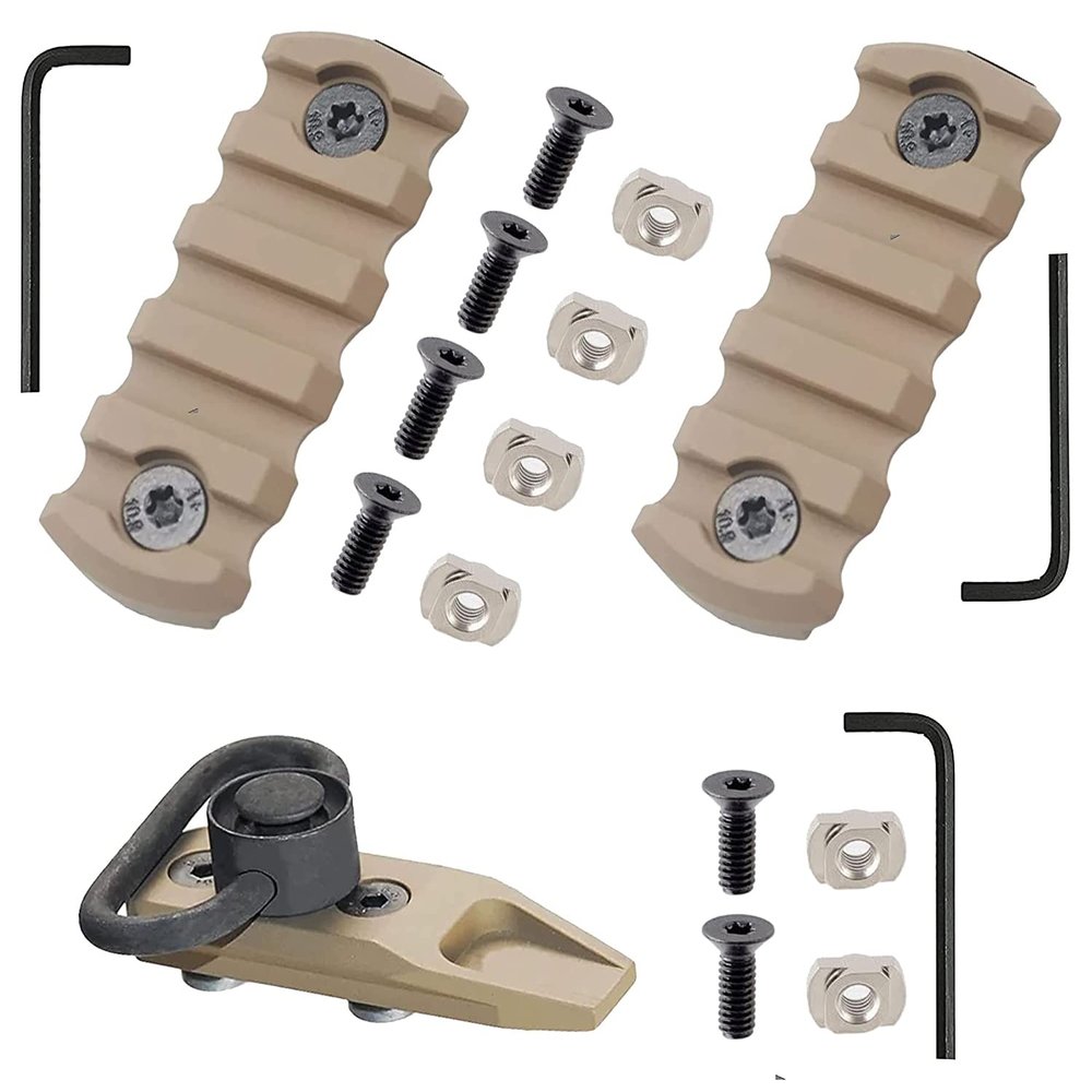 Gotical Combo - 2Pcs 5-Slot Compatible with MLOK Devices and Mount Kit-Push Button with Set of Screws and Allen Wrench (Combo of 2 - Rail & Attachment)