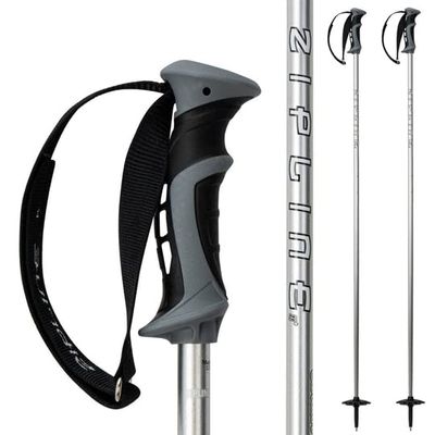 Zipline Blurr 16.0 Graphite Composite Downhill Ski Poles - Lightweight, Freeride All-Mountain, Vibration Dampening (Silver Chrome, 40" in./102 cm)