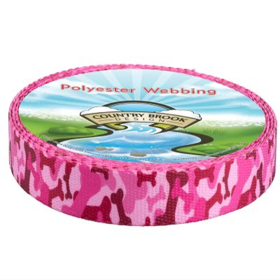Country Brook Design - Pink Bone Camo Polyester Webbing (3/4 Inch, 20 Yards)