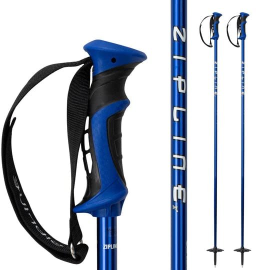 Zipline Blurr 16.0 Graphite Composite Downhill Ski Poles - Lightweight, Freeride All-Mountain, Vibration Dampening (Blue Chrome, 40" in./102 cm)