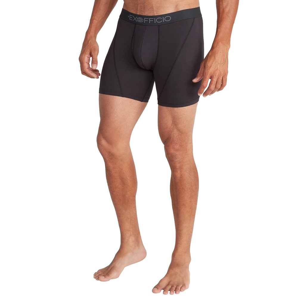 ExOfficio Men's Give-N-Go 2.0 Sport Mesh 6'' Boxer Brief, Black/Black, Small