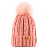 PAGE ONE Womens Winter Thick Cable Knit Beanie Faux Fur Pom Hat Fleece Lined Skull Cap Light Pink view 1